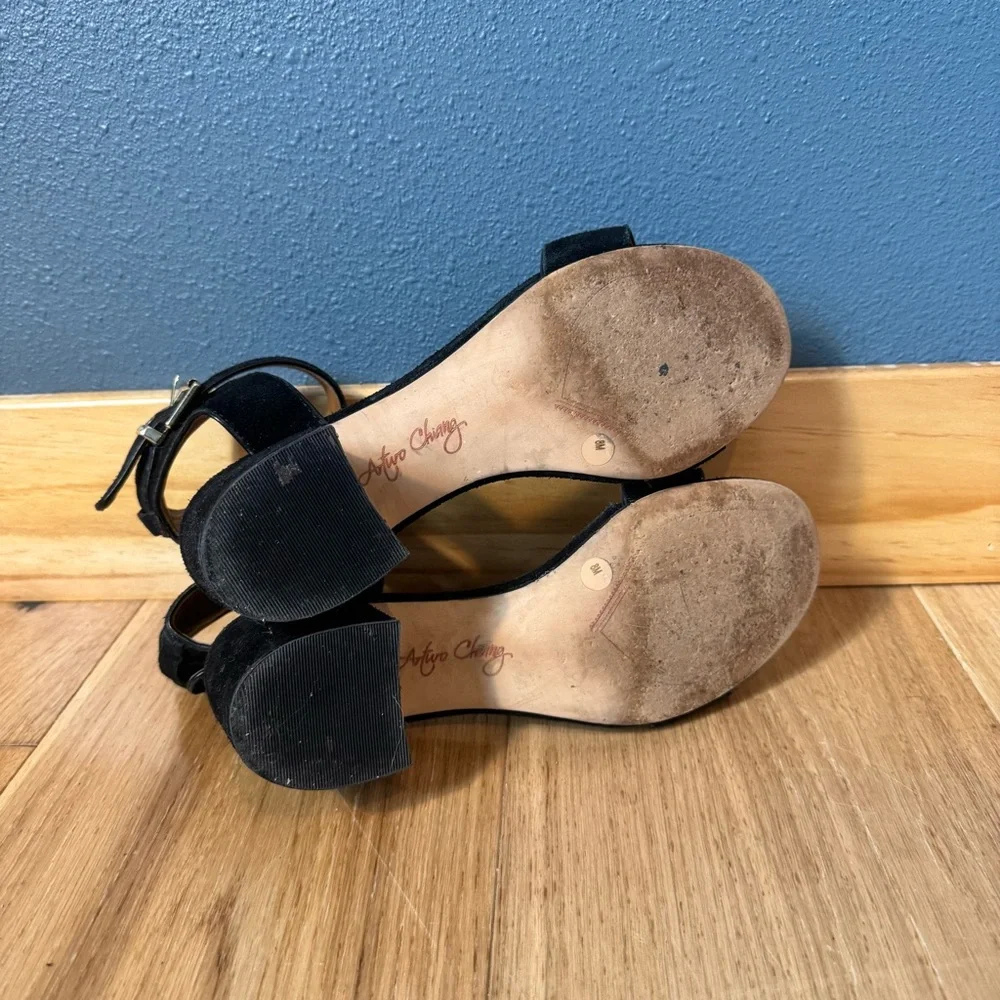 Arturo Chiang Hannan Black Block Heeled Sandals Size 8 - Picture 11 of 12